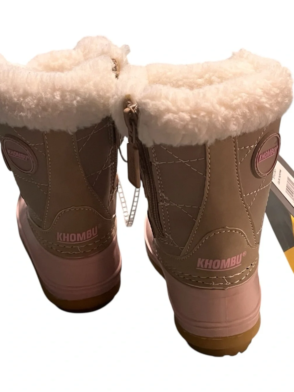 Khombu Taupe and Pink Girls Winter Boots